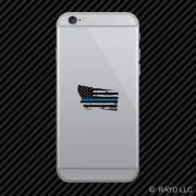 Distressed Montana Shaped Subdued US Flag Thin Blue Line Cell Phone Sticker MT