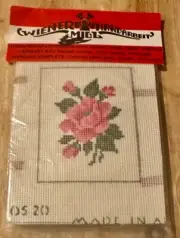 NISP Wiener Mill Handarbeit Tapestry Kit Pink Rose Flowers Canvas