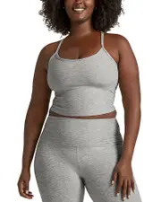 Beyond Yoga Spacedye Slim Racerback Cropped Tank in Silver Mist