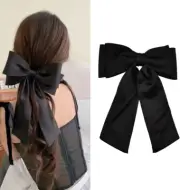 Large Black Bows for Hair Stain Ribbons Bow Hair Clips for Women Big French H...