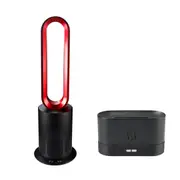 ANGELO 3In1 Bladeless Hot Cool Fan Airflow Purifying Timer Remote Control with Aroma Diffuser Air Humidifier Set Black & Red