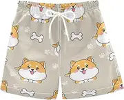[ODAWA] Cute Dogs Poses Expressions Boys Swim Trunks Little Boys Quick Dry Swimsuit for Ages 2-12, Cute Dogs Poses Expressions, 12 Years