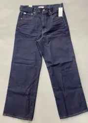 American Eagle Women Stovepipe Jeans 14 Short Dark Wash Wide Leg Baggy NWT
