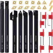 21-Piece 10Mm Indexable Lathe Turning Tool Kit with 7 Holders & 14 Inserts