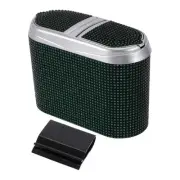 Car Trash Can Hanging Car Door Rhinestone Plastic Trash Bin Green Black 1pcs