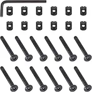 M6 x 55mm 24PCS Black Zinc Plated Hex Socket Cap Bolts Crib Bolts and Barrel Nuts Cross Dowel Replacement for Crib Cots Beds Chair Table Desk Furniture