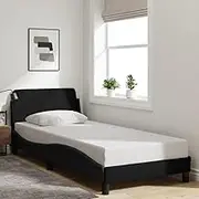 Bed Furniture Bed Frame with Headboard Without Mattress Black 90x190 cm Fabric