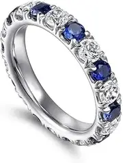 [Hemasa] Blue/White Round Cubic Zirconia Promise Rings for Women