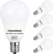 FAGUANGAO E17 Intermediate Base LED G14 Bulbs, 6W 60W Equivalent, 5000K Daylight