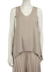 Beige Silk Tank Top
