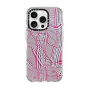iPhone 16 Pro Clear Case MagSafe Compatible Distorted Plaid - Pink