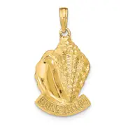 14k Yellow Gold STONE HARBOR NJ Conch Shell Pendant