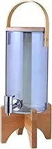 Beverage Containers 3L/101OZ Drink Dispenser, Large Capacity Beverage Dispenser with Faucet and Stable Wooden Base, Clear Glass Buffet Drink Machine Gift