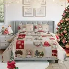 Christmas Quilt Set King Size 3-Piece Xmas Bedspread Reversible Coverlet Snowman