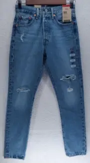 Levi’s 501 Skinny Jeans Women’s 25x28 High Rise Distressed Blue NWT