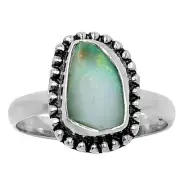 Premium Quality Ethiopian Opal Rough 925 Sterling Silver Ring s.9 Jewelry R-1071