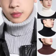 Men Turtleneck False Fake Collar Ribbed Knitted Detachable Warm Neck Wrap Scarf