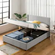 Zinus Queen Maddon Bed Gas Lift Bed Frame Storage - Light Grey