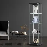 Stacked 164cm Display Cabinet Tempered Glass 4 Shelves Floor Standing Show Case