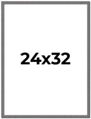 24x32 Frame Pewter Picture Frame Modern Photo Frame UV Acrylic, Acid Free Back