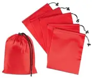 Drawstring Bag with Toggle - Nylon Cinch and Ditty Pouch () 7 x 9 Inch Red