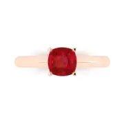 14K Rose Gold Solitaire Promise Ring, 1 ct Cushion Cut Simulated Tourmaline