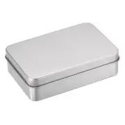 Metal Tin Box, 2pcs 4.21" x 2.87" x 1.18" Containers with Lids, Silver Tone