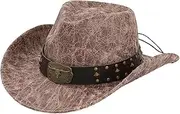 APLVFFZH Cowboy Hat for Women and Men Big Brim for Stage Performance Street, Khaki
