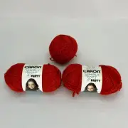Lot of Caron Simply Soft Party Yarn Skeins RED SPARKLE #4 Medium 2 Skeins 1 Ball