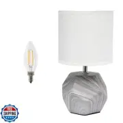 Simple Designs LT2065-MBL-LB 10.24" Round Geometric Prism Mini Table Lamp wit