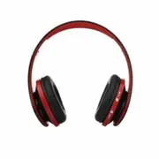 LUD Foldable Wireless Bluetooth Stereo Headset Handsfree Headphones Mic for iPhone iPad PC Red and Black