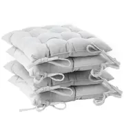 4x Square Dining Chair Seat Cushions Cotton Polyester Outdoor Dining 40cm Grey