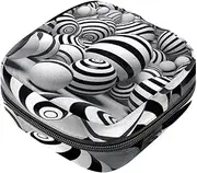Period Bag,Sanitary Napkin Storage Bag,3D Ball Black White Stripes,Tampon Bag for Purse