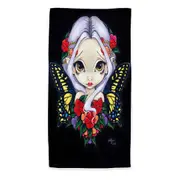 Lovely Big Eyed Fairy and Flowers Impatiens Fairy Beach Towels Medium Large Extra Large