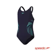 在飛比找momo購物網優惠-【SPEEDO】女孩 運動連身泳裝Plastisol(深藍/