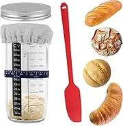 6Pcs Sourdough Starter Jar Kit with Scale Thermometer Heat Resistant Sourdough Starter Container with Metal Lid Clear Sourdough Glass Jar Sourdough Fermentation for Sourdough Baking
