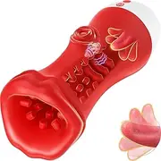 Masturbator Male Sex Toys for Men, 360°Mouth-Wrapped Blowjob Soft Granular Massage Mastuabors 9 Mode Tongue Licking Vibrating for Enhanced Training Adult Toys, Men Vibrator Penis Stroker Fleshliglt