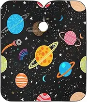 RPLIFE Playful Coloful Planets Black Hair Coloring Clothes Protector, Hair Cape Haircuts, Makeup Capes for Clients, Playful Coloful Planets Black