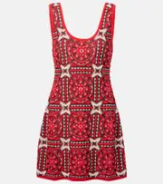 [La DoubleJ] La DoubleJ Sole Star cotton-blend jacquard minidress UK 16 red