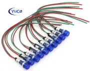 (10) Pack Yuco YC-9WRT-1 Miniature Indicator LED Light 9mm Cylindrical Cap AC/DC