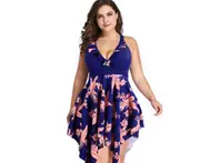 Ladies'Large-Size Swimming Suit with Separate Printed Skirt - 5
