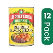 La Preferida Organic Beans Refried Black Authentic Can - 15 oz (Pack of 12)