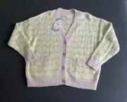 Peter Alexander Pastel Waves Cardigan Size S / M BNWT Heart Buttons SUPER SOFT