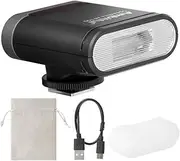 Ambitful Flash AF100 Mini Flash Camera Flash GN12, 8 Power Levels, Built-in 2000 mAh Battery Manual Speedlite Compatible for Canon/Sony/Ricoh gr3/Nikon/Fuji 0.1~1.8S Recycle
