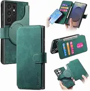 [RUNGOS] for Samsung S21 Ultra Case MagSafe, with Detachable Magnetic Wallet (3 Card Holder & Cash Pocket, RFID Blocking Folio Flip PU, Stand) 12Ft Shockproof for Samsung Galaxy S21 Ultra Case Wallet