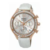 在飛比找樂天市場購物網優惠-送禮首選★SEIKO 甜美精緻計時腕錶/銀x皮/8T63-0