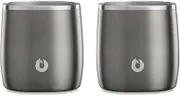 SNOWFOX Premium Vacuum Insulated Stainless Steel Whiskey Rocks Glass, Set of 2, Old Fashioned, Whiskey, Lowball Glasses, Elegant Home Bartending, Beverages & Cocktails Stay Cold, Olive Grey