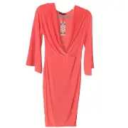 Boohoo SLINKY BIAS CUT ANGEL SLEEVE MAXI DRESS Orange Size US 8