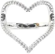 [IMINI] Hollow Heart Ring for Women Girls Rhinestone CZ Love Statement Ring Engagement Promise Ring Wedding Band Adjustable Luxury Crystal Jewelry Gifts Valentine, Metal, Cubic Zirconia