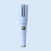 YJYJ Auto Hair Curler Automatic Curling Iron Wand with Temps & Timer Settings Curling Iron with Dual Voltage Auto Shut-Off Fast Heating Spin Iron,Blue